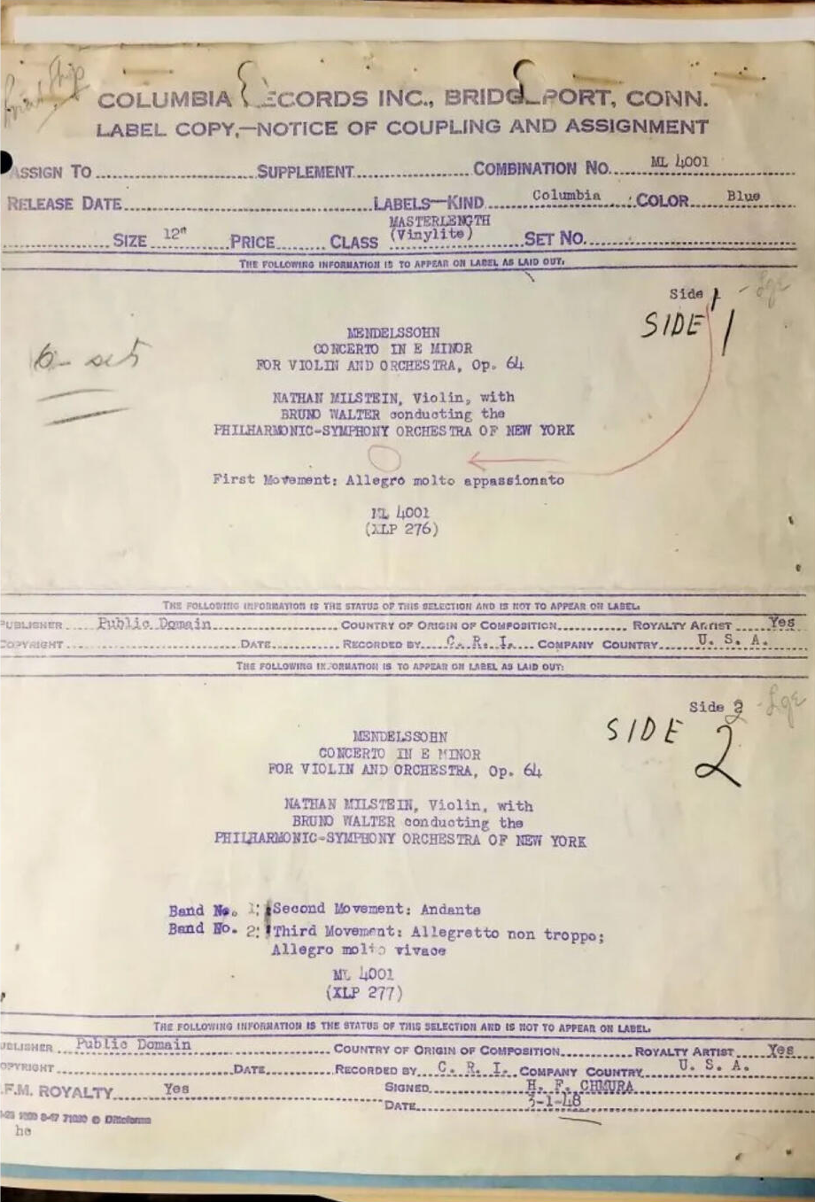 Original illustration: Columbia Records label paperwork